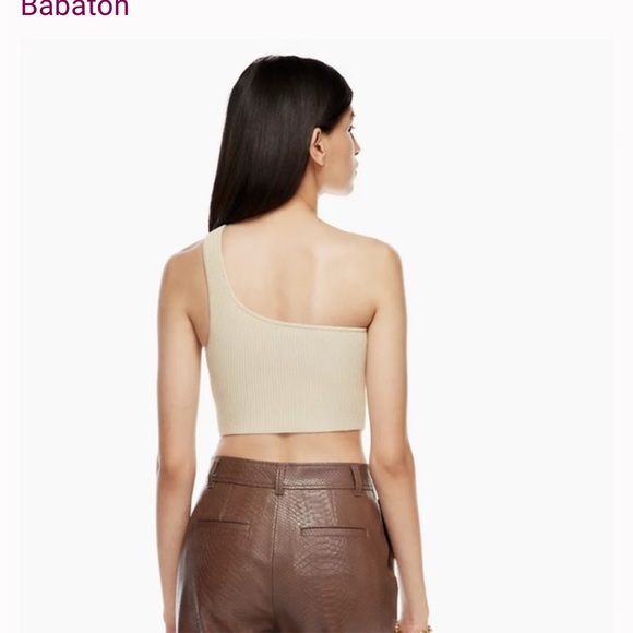 Babaton cropped one shoulder knit ribbed tank - Picture 6 of 6